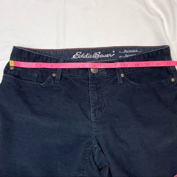 Eddie Bauer Boyfriend Relaxed Dark Blue Corduroy Pants, Size P2-EU - Picture 12 of 16